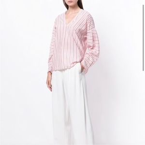 Vince 100% Cotton Striped Long Sleeved Boho Resort Oversized Blouse - Size XS